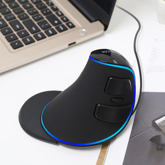 DELUX M618 Plus Wired Blue Version Optical Mouse Ergonomic Vertical Mouse 1600DPI