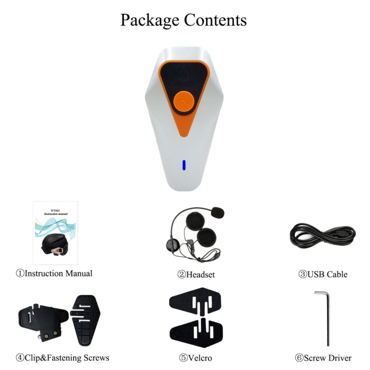 WT002 1000m IPX5 Waterproof Motorcycle 2 Users Full Duplex Talking Bluetooth Intercom Multi-Interphone Headsets, Support Receive Calling & Listen Music & Noise Reduction - Motorcycle Walkie Talkie by buy2fix | Online Shopping UK | buy2fix