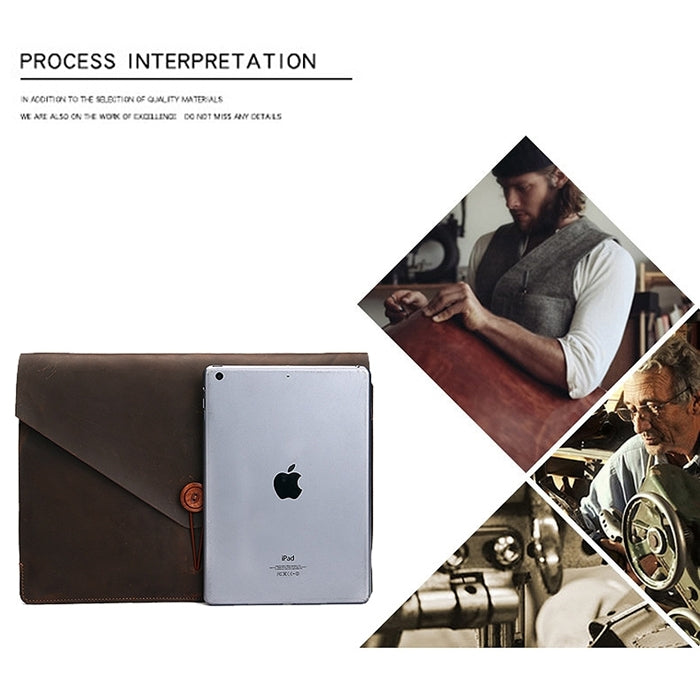 Universal Genuine Leather Business Laptop Tablet Bag, For 15.4 inch and Below Macbook, Samsung, Lenovo, Sony, DELL Alienware, CHUWI, ASUS, HP(Coffee) by buy2fix