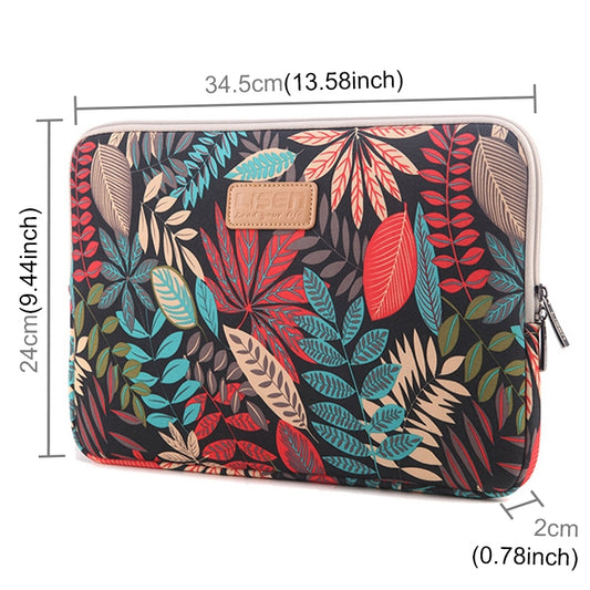 Lisen 13 inch Sleeve Case Colorful Leaves Zipper Briefcase Carrying Bag for Macbook, Samsung, Lenovo, Sony, DELL Alienware, CHUWI, ASUS, HP, 13 inch and Below Laptops(Black) by buy2fix