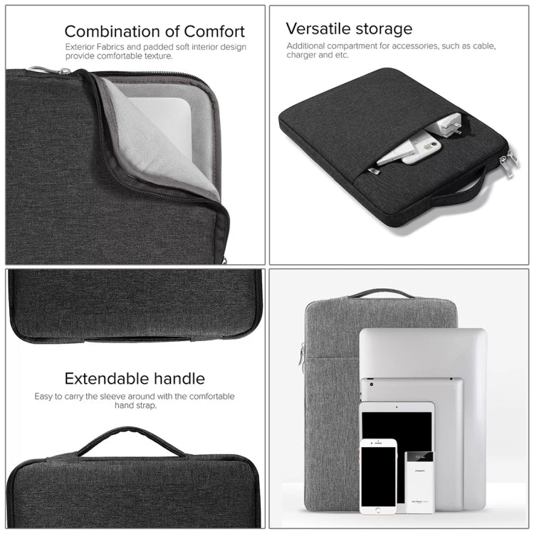 13.3 inch Universal Fashion Soft Laptop Denim Bags Portable Zipper Notebook Laptop Case Pouch for MacBook Air / Pro, Lenovo and other Laptops, Size: 35.5x26.5x2cm (Dark Blue) by buy2fix