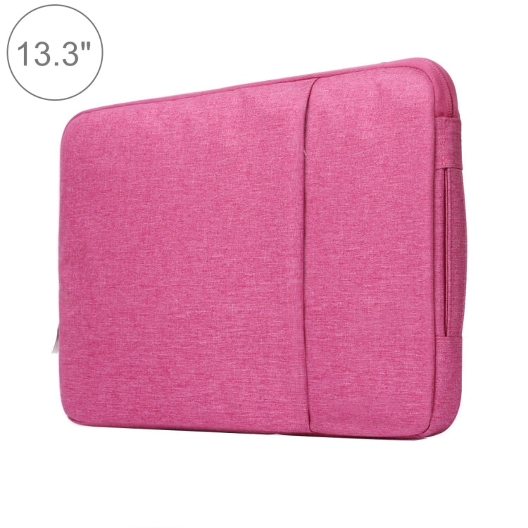 13.3 inch Universal Fashion Soft Laptop Denim Bags Portable Zipper Notebook Laptop Case Pouch for MacBook Air / Pro, Lenovo and other Laptops, Size: 35.5x26.5x2cm (Magenta) by buy2fix