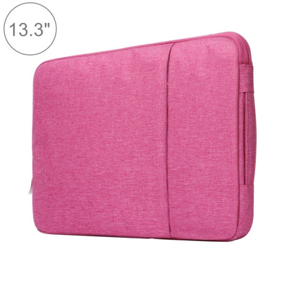 13.3 inch Universal Fashion Soft Laptop Denim Bags Portable Zipper Notebook Laptop Case Pouch for MacBook Air / Pro, Lenovo and other Laptops, Size: 35.5x26.5x2cm (Magenta) by buy2fix