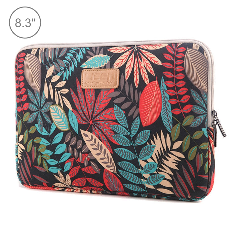 Lisen 8.3 inch Sleeve Case Colorful Leaves Zipper Briefcase Carrying Bag(Black) by buy2fix