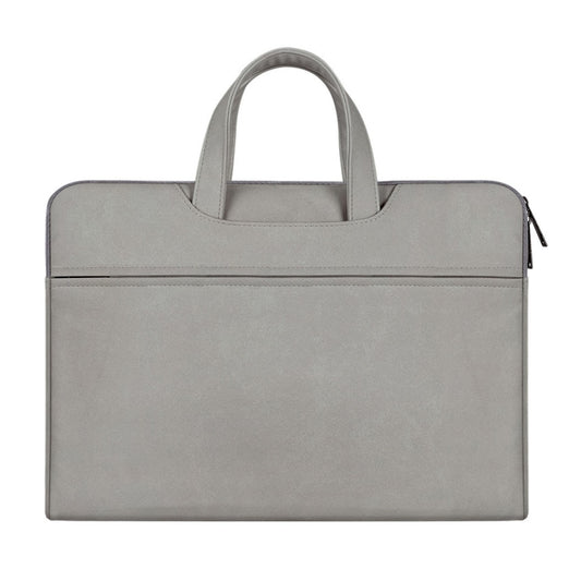 ST06 Waterproof PU Leather Zipper Hidden Portable Strap One-shoulder Handbag for 13.3 inch Laptops, with Suitcase Belt(Light Grey) by buy2fix