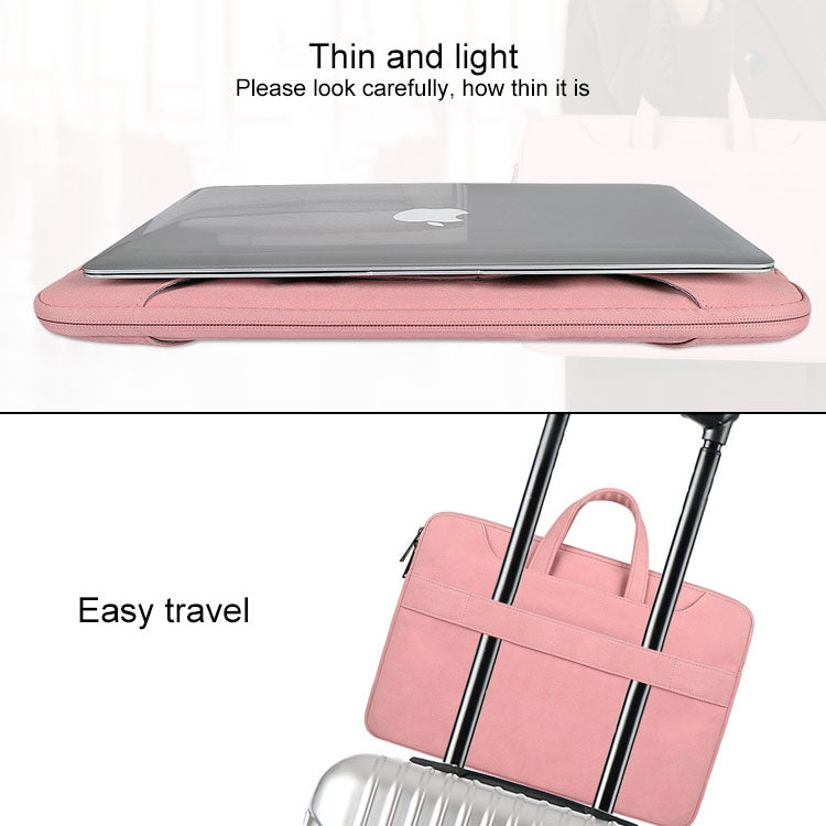 ST06S Waterproof PU Leather Zipper Hidden Portable Strap One-shoulder Handbag for 13.3 inch Laptops, with Magic Stick & Suitcase Belt (Pink) by buy2fix