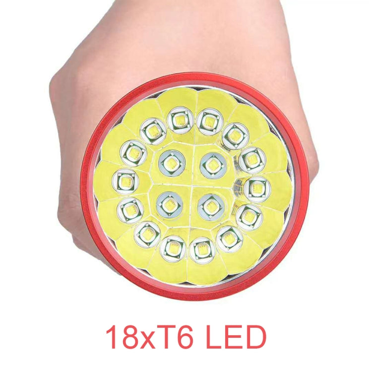 3 Gears, DB18 18xT6, Luminous Flux: 5400lm LED Flashlight, with 4 18650 Batteries (Red Black) - LED Flashlight by buy2fix | Online Shopping UK | buy2fix