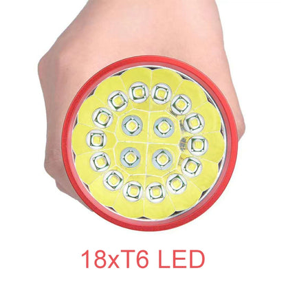 3 Gears, DB18 18xT6, Luminous Flux: 5400lm LED Flashlight, with 4 18650 Batteries (Red Black) - LED Flashlight by buy2fix | Online Shopping UK | buy2fix