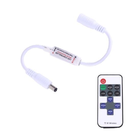 Mini Single Color LED Controller with 11 Keys RF Remote Control, DC 5-24V(White) - LED Controller by buy2fix | Online Shopping UK | buy2fix