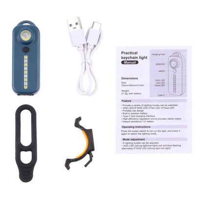 W-014 6 Lamp Beads USB-C / Type-C Rechargeable Red and Blue Warning Bicycle Tail Light by buy2fix