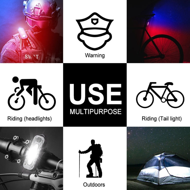 W-014 6 Lamp Beads USB-C / Type-C Rechargeable Red and Blue Warning Bicycle Tail Light by buy2fix
