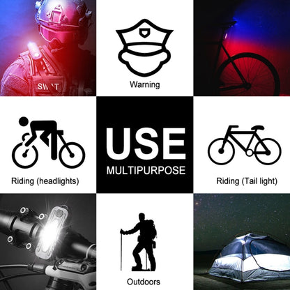 W-014 6 Lamp Beads USB-C / Type-C Rechargeable Red and Blue Warning Bicycle Tail Light by buy2fix