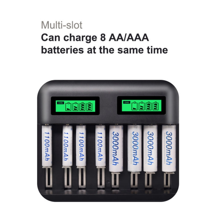 5V 2A USB 8 Slot Battery Charger for AA & AAA & C / D Battery, with LCD Display - Charger & Converter by buy2fix | Online Shopping UK | buy2fix