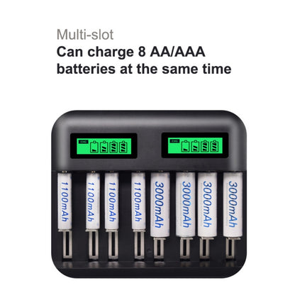 5V 2A USB 8 Slot Battery Charger for AA & AAA & C / D Battery, with LCD Display - Charger & Converter by buy2fix | Online Shopping UK | buy2fix