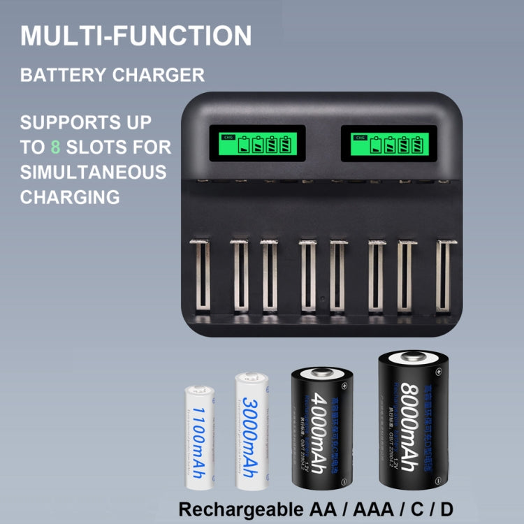 5V 2A USB 8 Slot Battery Charger for AA & AAA & C / D Battery, with LCD Display - Charger & Converter by buy2fix | Online Shopping UK | buy2fix