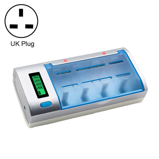 AC 100-240V 4 Slot Battery Charger for AA & AAA & C / D Size Battery, with LCD Display, UK Plug - Charger & Converter by buy2fix | Online Shopping UK | buy2fix