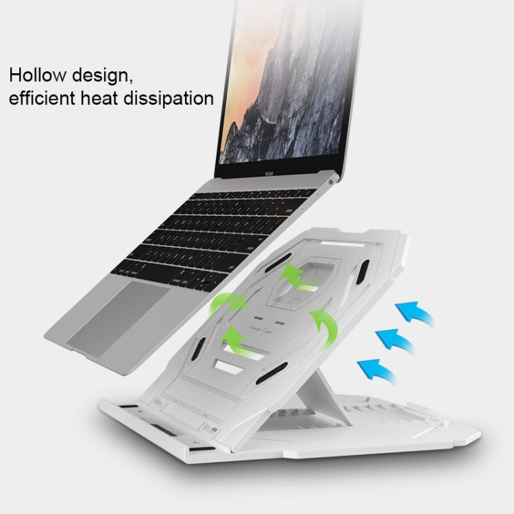 T3 Multi-function Hollow Design Cooling Bracket with 10-Level Adjustable Angle for Notebook, MacBook, iPad, Mobile Phones(White) by buy2fix