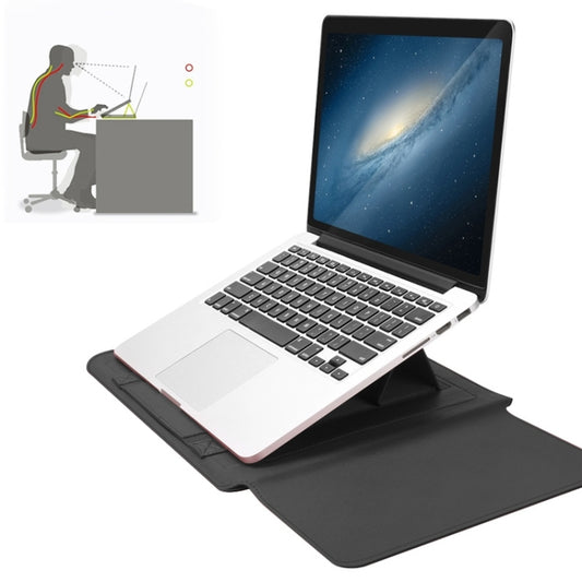 4 in 1 Universal Waterproof PU Leather Laptop Liner Bag with Handle & Stand & Pen Holder + 2 Winders + Mouse Bag + Charger Bag Set for 17 inch Laptops(Grey) - 15.6 - 17 inch by buy2fix | Online Shopping UK | buy2fix