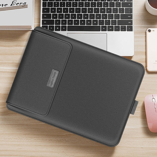 4 in 1 Universal Waterproof PU Leather Laptop Liner Bag with Handle & Stand & Pen Holder + 2 Winders + Mouse Bag + Charger Bag Set for 17 inch Laptops(Grey) by buy2fix