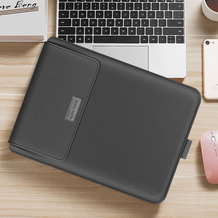 4 in 1 Universal Waterproof PU Leather Laptop Liner Bag with Handle & Stand & Pen Holder + 2 Winders + Mouse Bag + Charger Bag Set for 11/12 inch laptops(Grey) by buy2fix