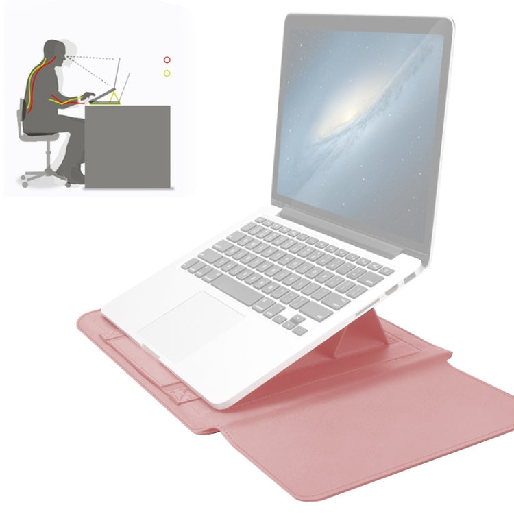 4 in 1 Universal Waterproof PU Leather Laptop Liner Bag with Handle & Stand & Pen Holder + 2 Winders + Mouse Bag + Charger Bag Set for 11/12 inch laptops(Rose Gold) by buy2fix