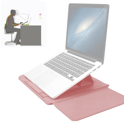 4 in 1 Universal Waterproof PU Leather Laptop Liner Bag with Handle & Stand & Pen Holder + 2 Winders + Mouse Bag + Charger Bag Set for 11/12 inch laptops(Rose Gold) by buy2fix