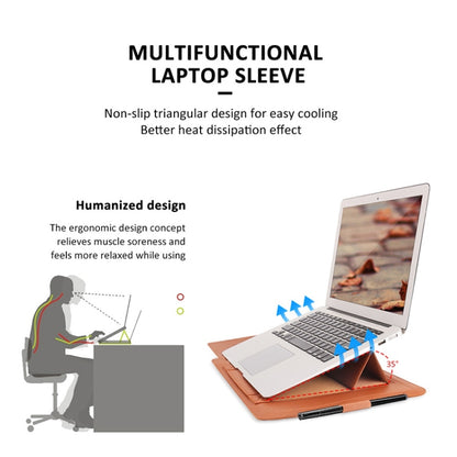 4 in 1 Universal Waterproof PU Leather Laptop Liner Bag with Handle & Stand & Pen Holder + 2 Winders + Mouse Bag + Charger Bag Set for 11/12 inch laptops(Rose Gold) by buy2fix