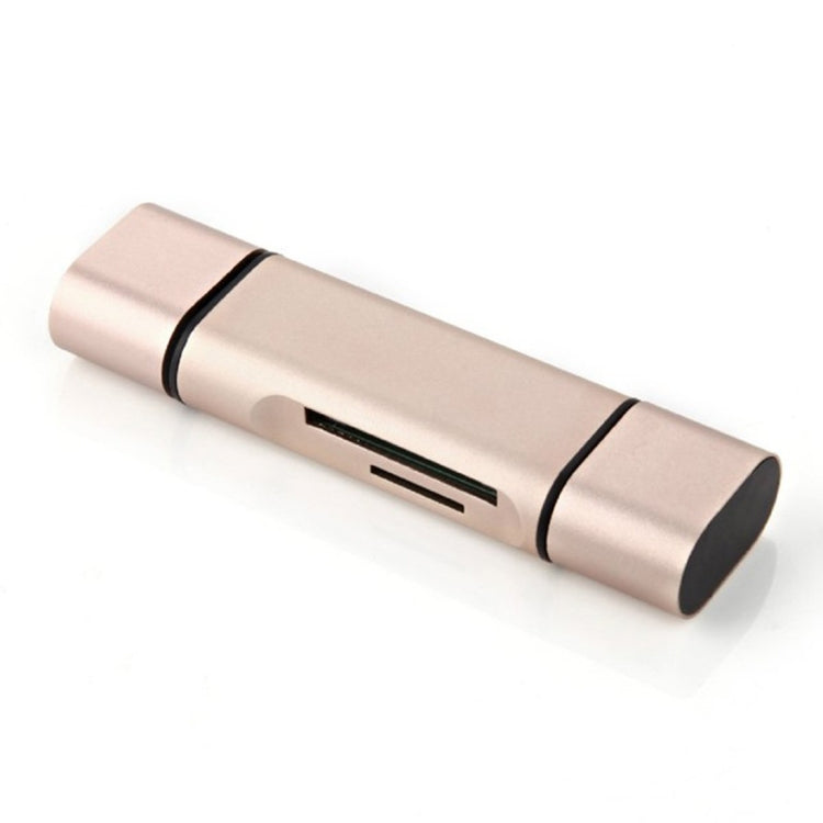 3 in 1 Type-c & Micro USB & USB 2.0 3 Ports SD / TF Card Reader for OTG Enabled Smartphones / PC(Gold) by buy2fix