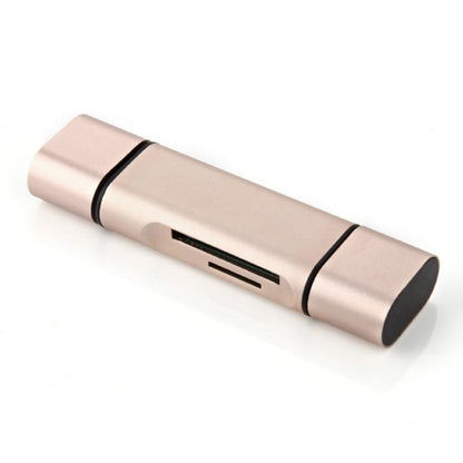 3 in 1 Type-c & Micro USB & USB 2.0 3 Ports SD / TF Card Reader for OTG Enabled Smartphones / PC(Gold) by buy2fix