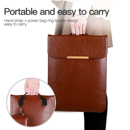 13.3 inch Laptop 2 in 1 PU Leather Sleeve Liner Bag with Mouse Storage Bag(Coffee) by buy2fix