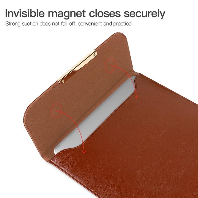 13.3 inch Laptop 2 in 1 PU Leather Sleeve Liner Bag with Mouse Storage Bag(Brown) by buy2fix