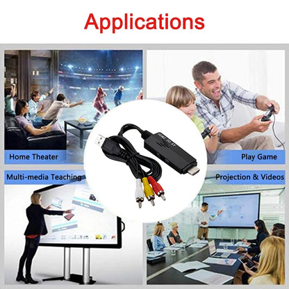 HDMI to RCA 1080P Converter Adapter Cable - Converter by buy2fix | Online Shopping UK | buy2fix
