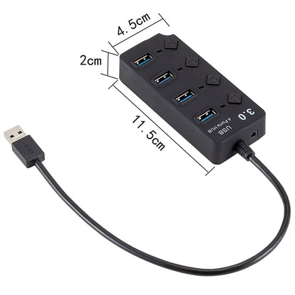 4 Ports USB 3.0 Hi Speed Multi Hub Expansion with Switch for PC & Laptop by buy2fix