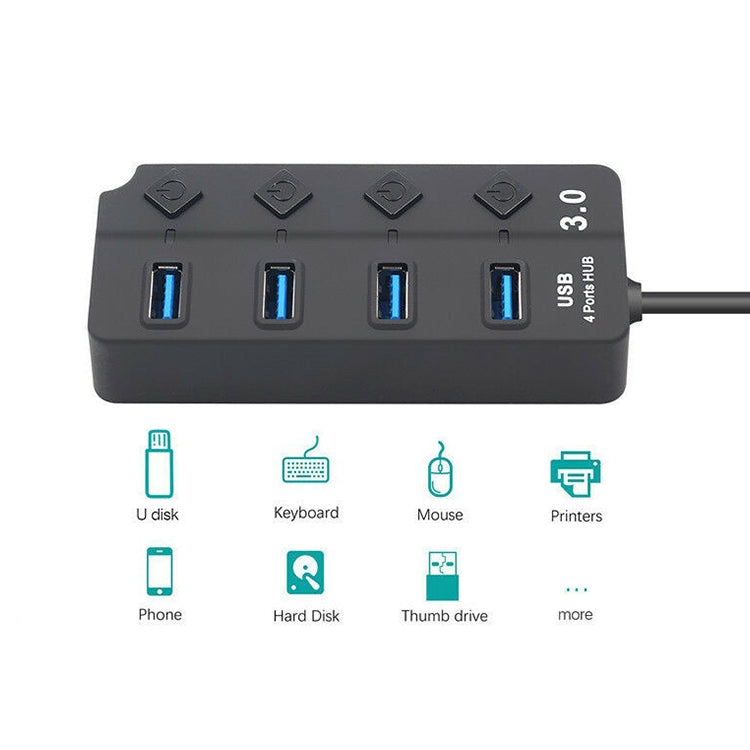 4 Ports USB 3.0 Hi Speed Multi Hub Expansion with Switch for PC & Laptop by buy2fix