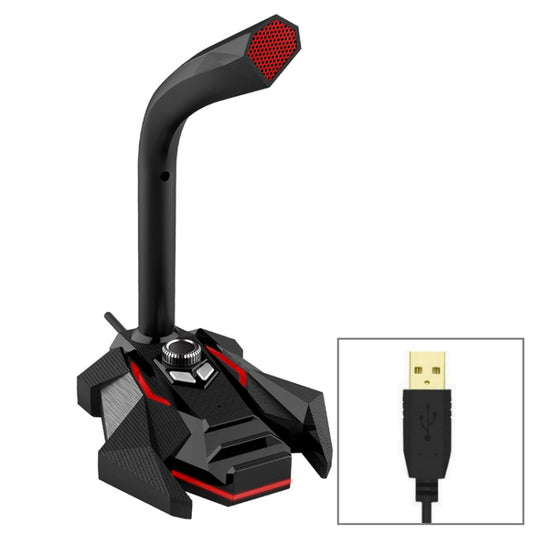 GK Desktop Omnidirectional USB Wired Dual Mic Condenser Microphone, Built-in Sound Card, Compatible with PC / Mac for Live Broadcast, Show, KTV, etc.(Black + Red) - Microphone by buy2fix | Online Shopping UK | buy2fix