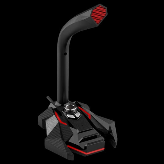 GK Desktop Omnidirectional USB Wired Dual Mic Condenser Microphone, Built-in Sound Card, Compatible with PC / Mac for Live Broadcast, Show, KTV, etc.(Black + Red) - Microphone by buy2fix | Online Shopping UK | buy2fix