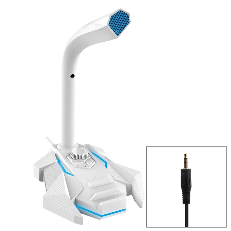 GK Desktop 3.5mm Wired Dual Mic Condenser Microphone, Compatible with PC / Mac for Live Broadcast, Show, KTV, etc.(White) - Microphone by buy2fix | Online Shopping UK | buy2fix