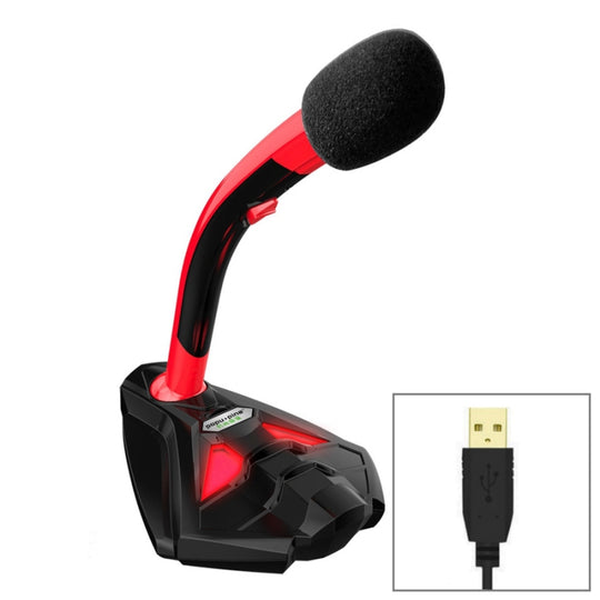 K1 Microphone à condensateur filaire USB omnidirectionnel de bureau avec support de téléphone, compatible avec PC/Mac pour diffusion en direct, émission, KTV, etc. (noir + rouge)