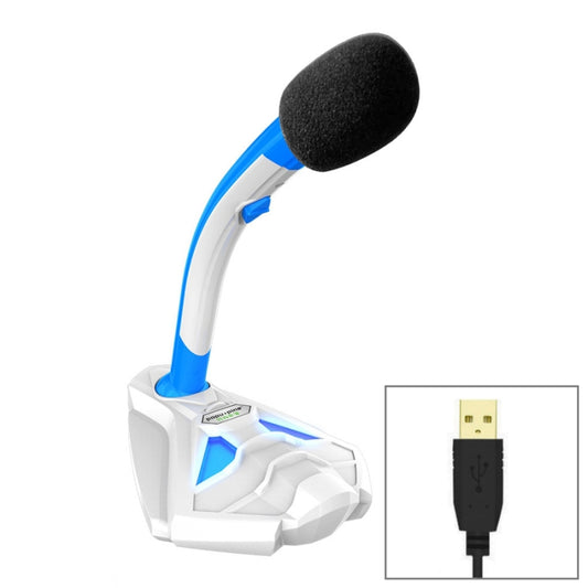 K1 Desktop Omnidirectional USB Wired Mic Condenser Microphone with Phone Holder, Compatible with PC / Mac for Live Broadcast, Show, KTV, etc(White + Blue) - Microphone by buy2fix | Online Shopping UK | buy2fix