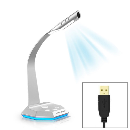 K3 Microphone à condensateur filaire USB omnidirectionnel de bureau avec veilleuse LED, compatible avec PC/Mac pour diffusion en direct, spectacle, KTV, etc. (argent)