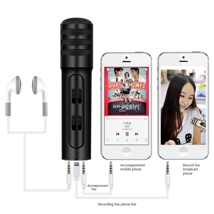 BGN-C7 Condenser Microphone Dual Mobile Phone Karaoke Live Singing Microphone Built-in Sound Card(Black) - Microphone by buy2fix | Online Shopping UK | buy2fix
