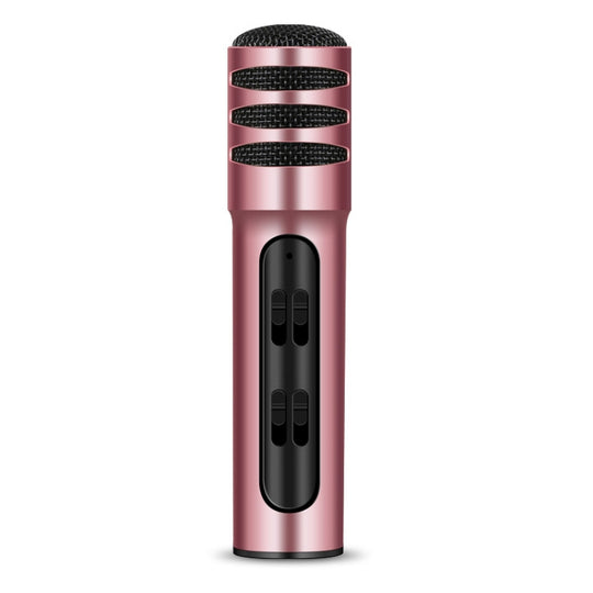 BGN-C7 Condenser Microphone Dual Mobile Phone Karaoke Live Singing Microphone Built-in Sound Card(Pink)