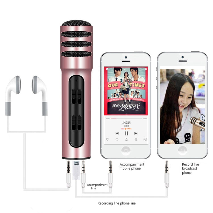 BGN-C7 Condenser Microphone Dual Mobile Phone Karaoke Live Singing Microphone Built-in Sound Card(Pink) - Microphone by buy2fix | Online Shopping UK | buy2fix