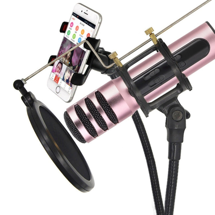 BGN-C7 Condenser Microphone Dual Mobile Phone Karaoke Live Singing Microphone Built-in Sound Card(Pink) - Microphone by buy2fix | Online Shopping UK | buy2fix