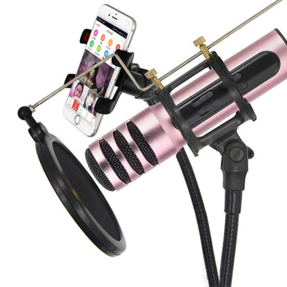 BGN-C7 Condenser Microphone Dual Mobile Phone Karaoke Live Singing Microphone Built-in Sound Card(Pink) - Microphone by buy2fix | Online Shopping UK | buy2fix
