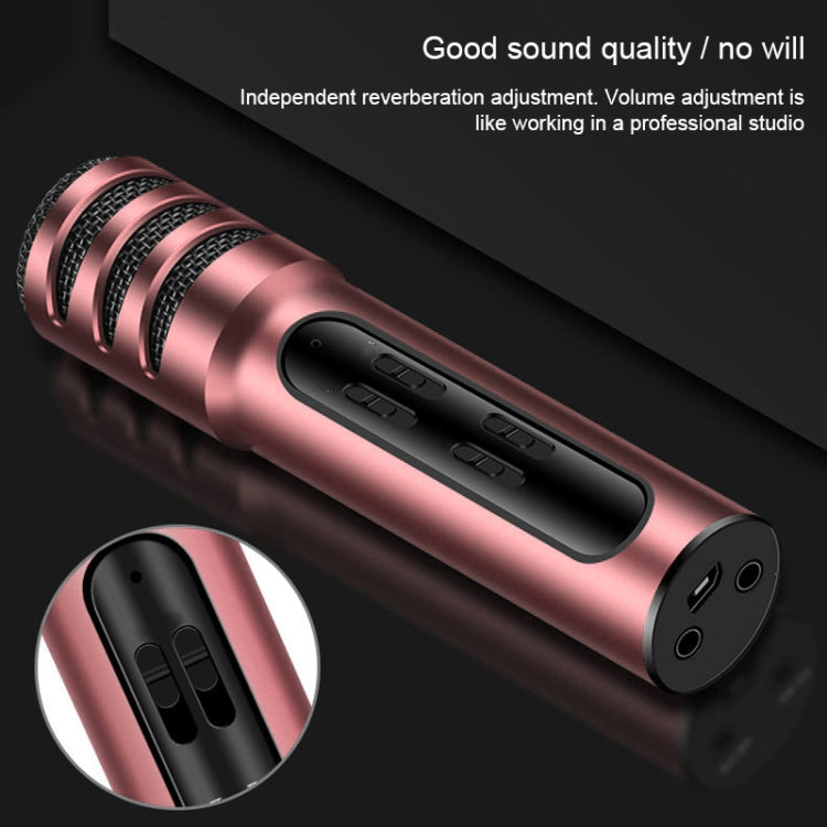 BGN-C7 Condenser Microphone Dual Mobile Phone Karaoke Live Singing Microphone Built-in Sound Card(Pink) - Microphone by buy2fix | Online Shopping UK | buy2fix