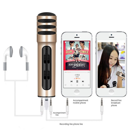 BGN-C7 Condenser Microphone Dual Mobile Phone Karaoke Live Singing Microphone Built-in Sound Card(Gold) - Microphone by buy2fix | Online Shopping UK | buy2fix