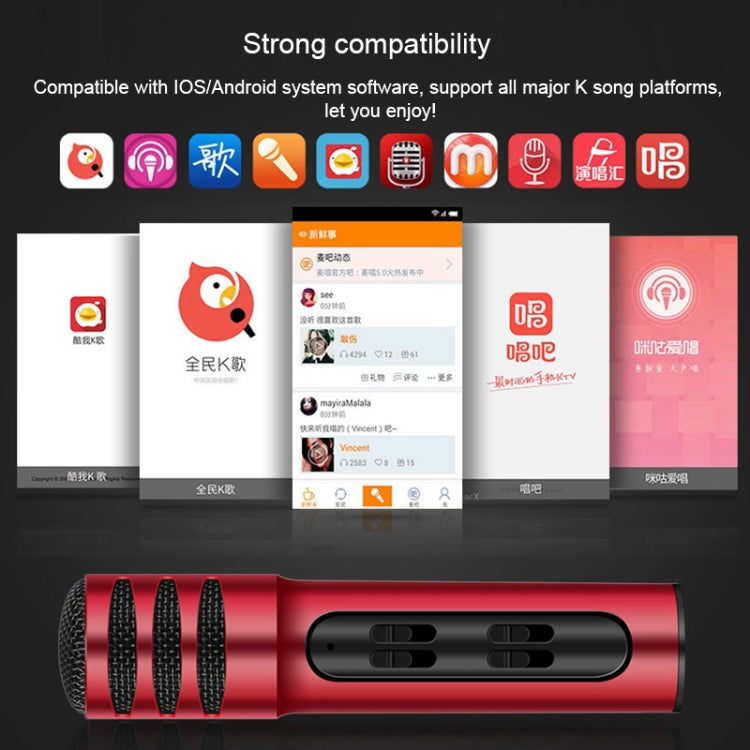 BGN-C7 Condenser Microphone Dual Mobile Phone Karaoke Live Singing Microphone Built-in Sound Card(Red) - Microphone by buy2fix | Online Shopping UK | buy2fix
