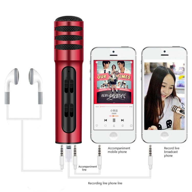 BGN-C7 Condenser Microphone Dual Mobile Phone Karaoke Live Singing Microphone Built-in Sound Card(Red) - Microphone by buy2fix | Online Shopping UK | buy2fix