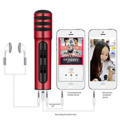 BGN-C7 Condenser Microphone Dual Mobile Phone Karaoke Live Singing Microphone Built-in Sound Card(Red) - Microphone by buy2fix | Online Shopping UK | buy2fix